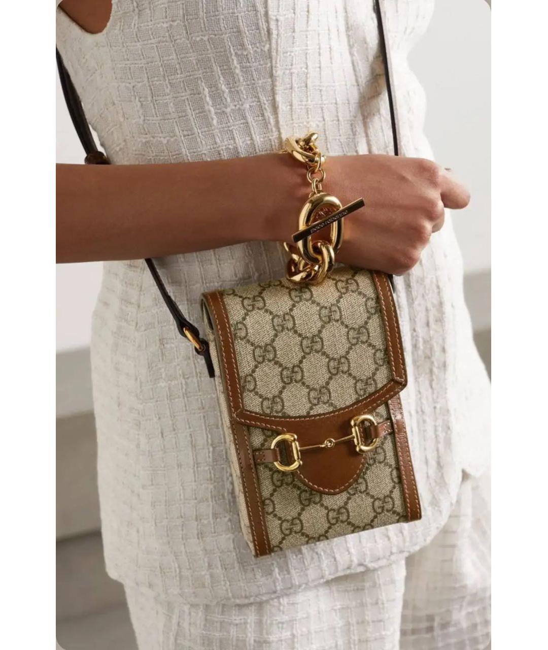 GUCCI Бежевая сумка через плечо из канвы, фото 5