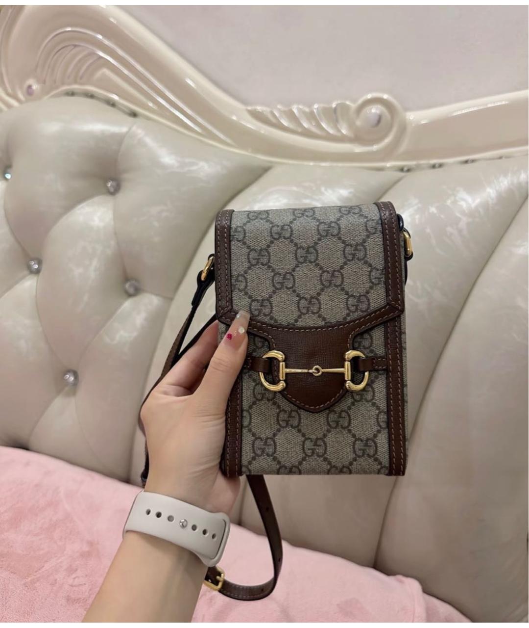 GUCCI Бежевая сумка через плечо из канвы, фото 6