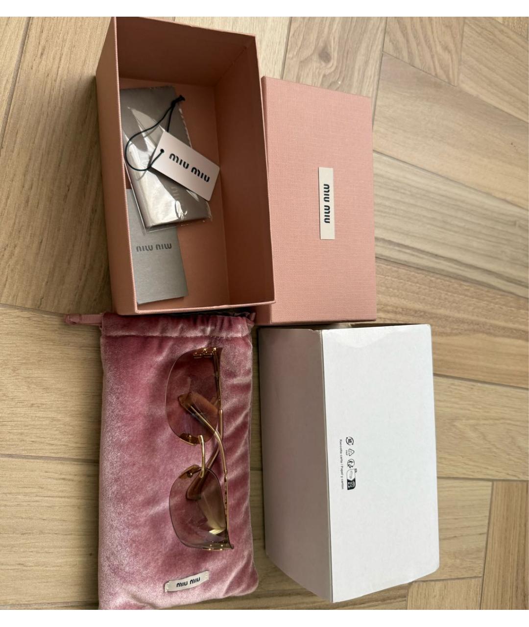 MIU MIU Коричневые металлические солнцезащитные очки, фото 2