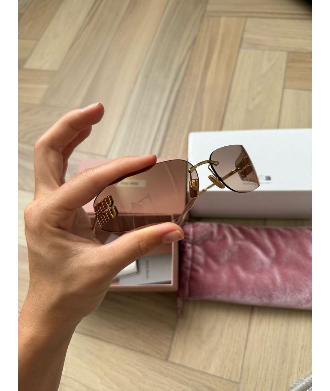 MIU MIU Коричневые металлические солнцезащитные очки, фото 8