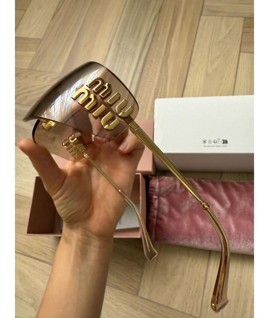 MIU MIU Коричневые металлические солнцезащитные очки, фото 7
