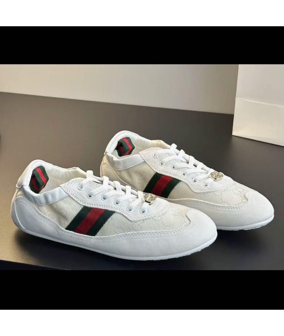 GUCCI Бежевые текстильные кеды, фото 6