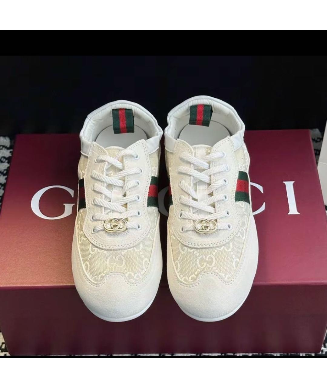 GUCCI Бежевые текстильные кеды, фото 7
