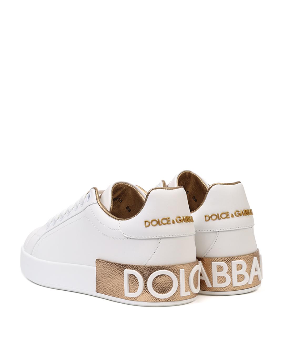 DOLCE&GABBANA Белые кожаные кеды, фото 4