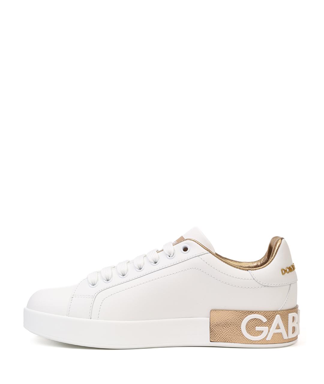 DOLCE&GABBANA Белые кожаные кеды, фото 3