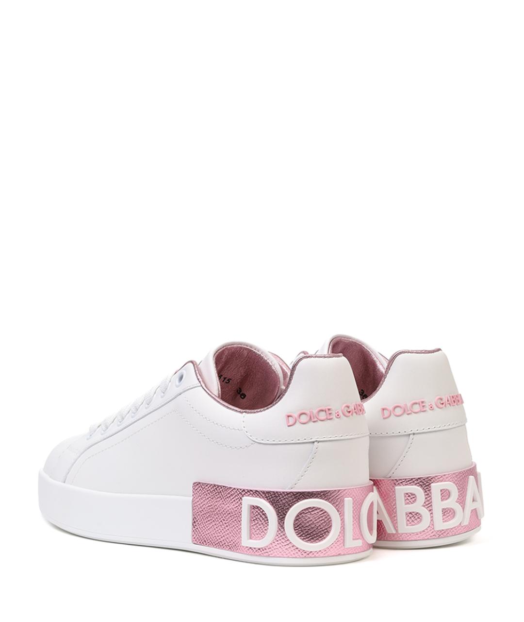 DOLCE&GABBANA Белые кожаные кеды, фото 4