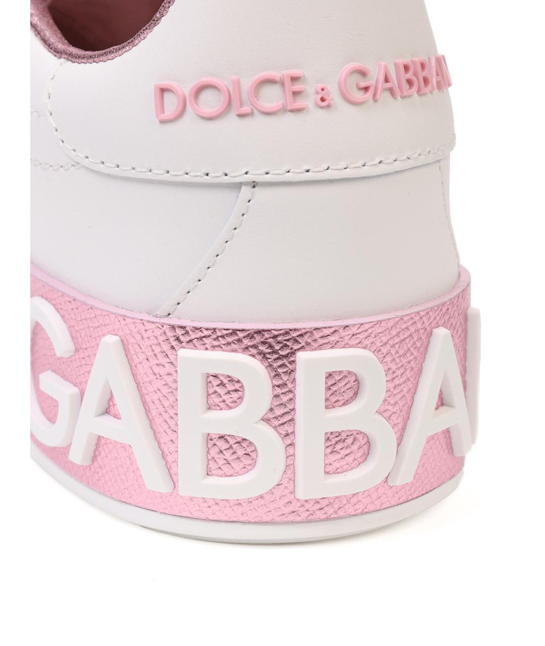 DOLCE&GABBANA Белые кожаные кеды, фото 5