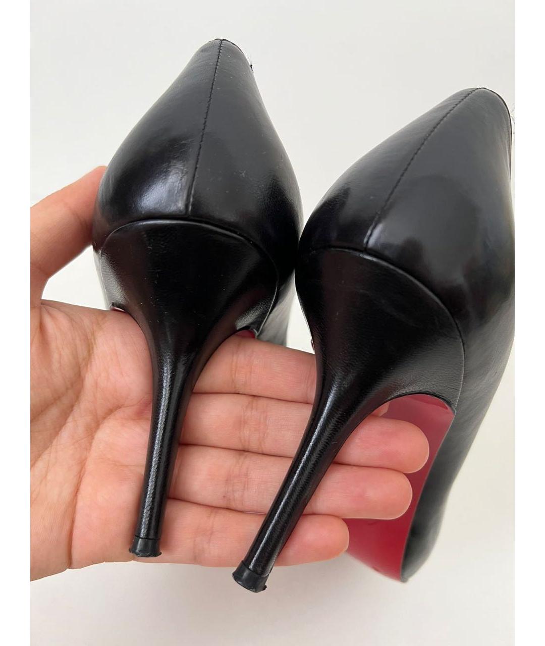 CHRISTIAN LOUBOUTIN Черные кожаные туфли, фото 4
