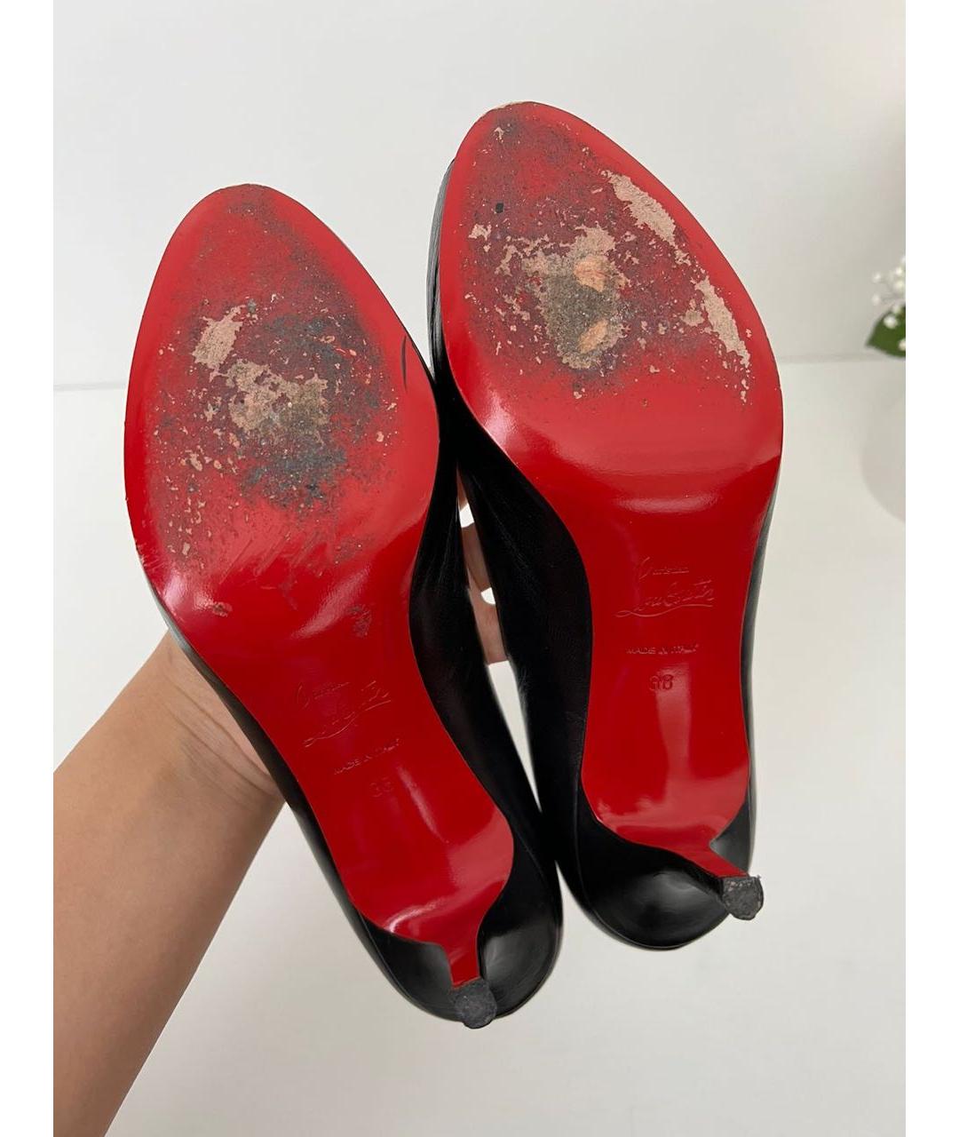 CHRISTIAN LOUBOUTIN Черные кожаные туфли, фото 6