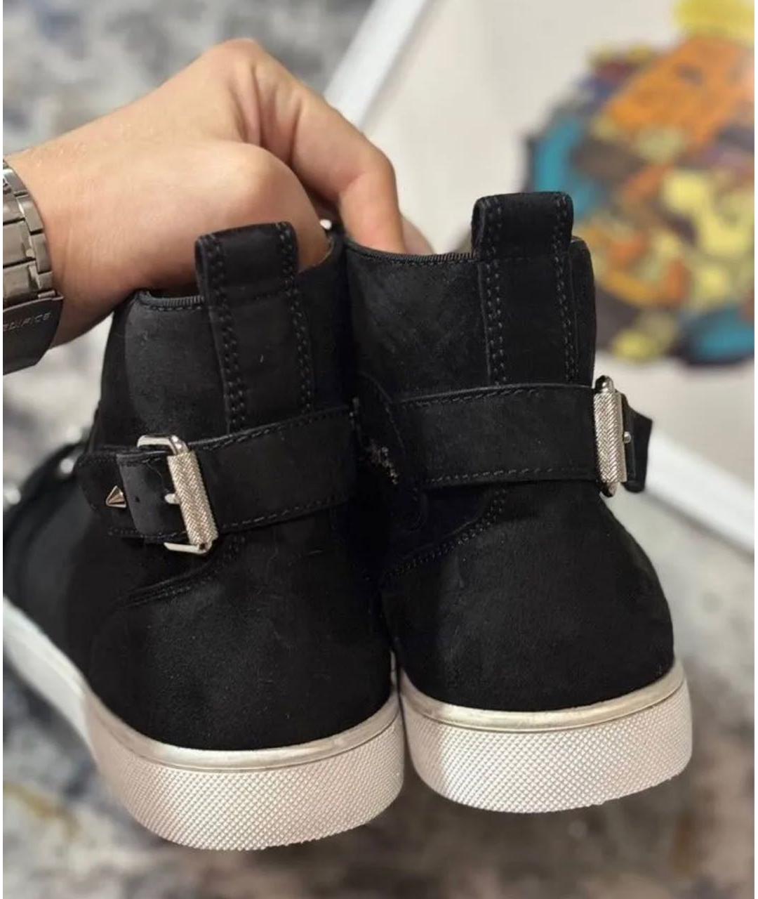 CHRISTIAN LOUBOUTIN Черные замшевые высокие кроссовки / кеды, фото 4