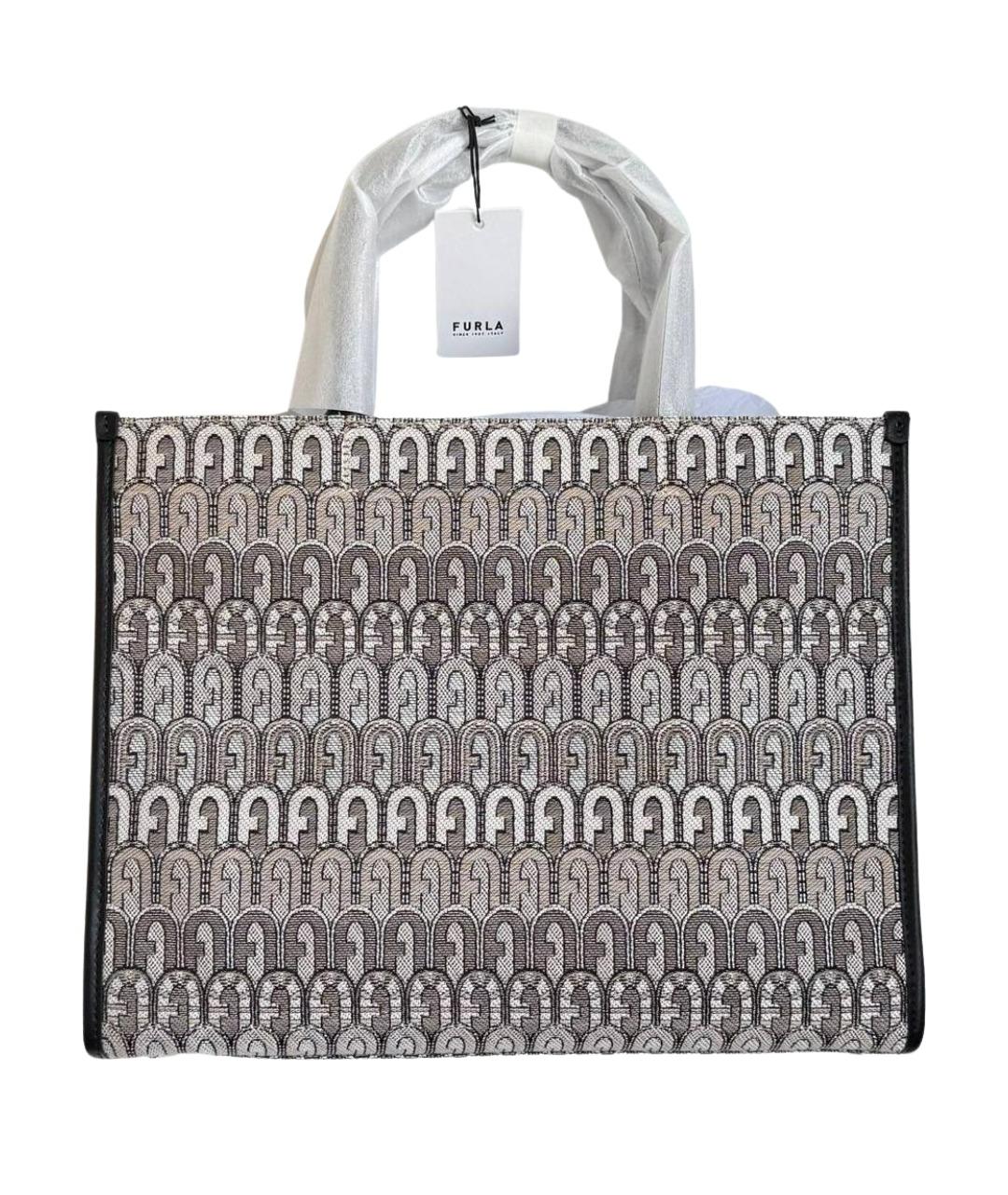 FURLA Бежевая жаккардовая сумка тоут, фото 1