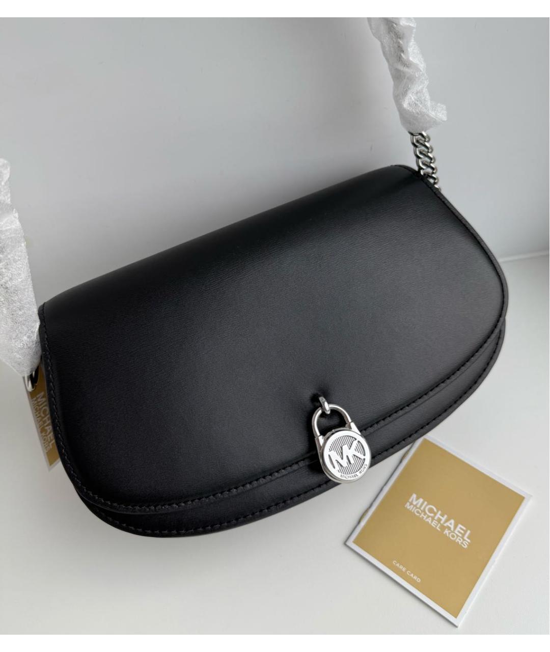 MICHAEL KORS Черная кожаная сумка через плечо, фото 2