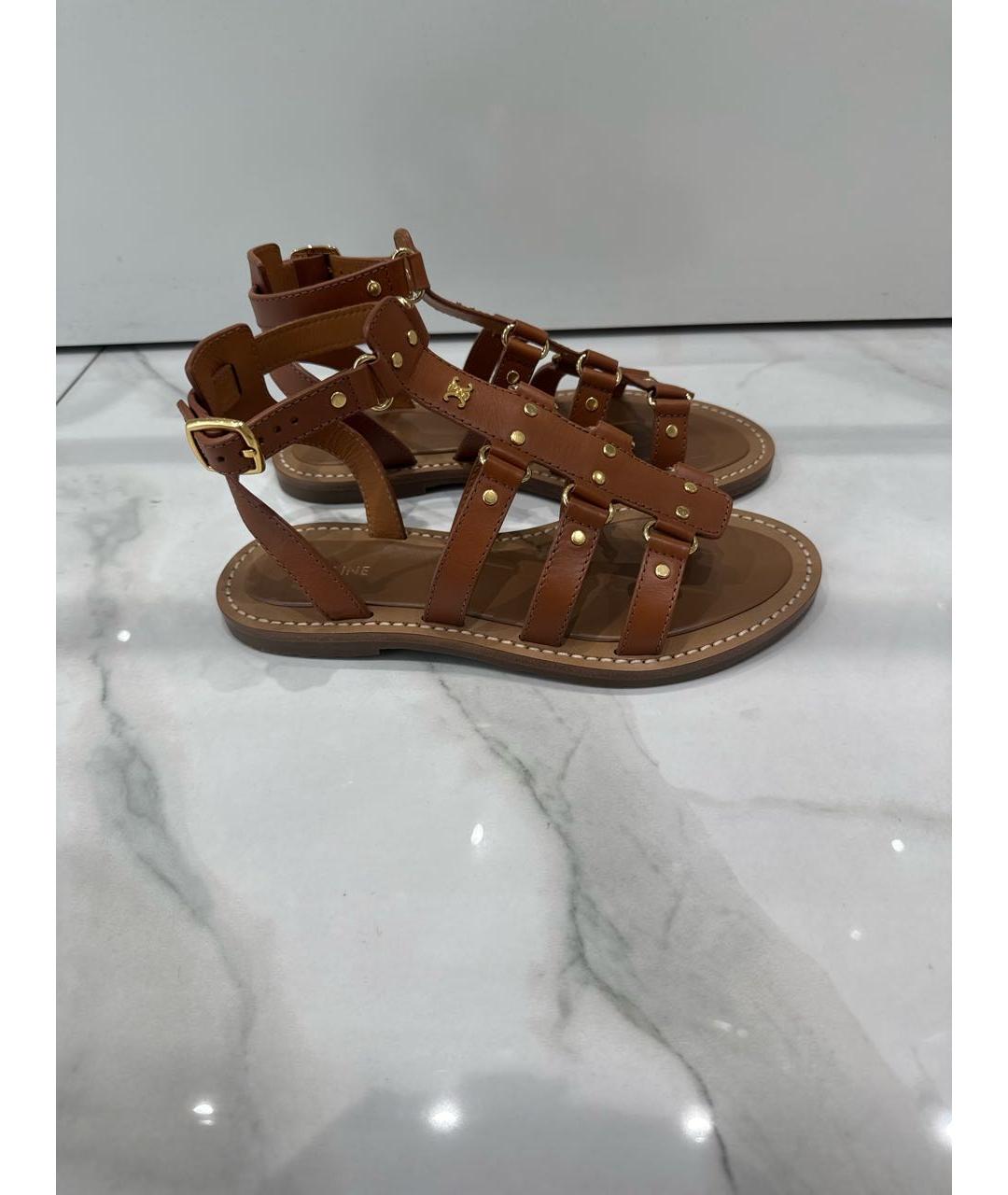 CELINE Коричневые кожаные босоножки, фото 4