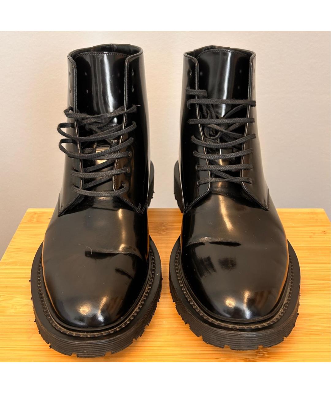 SAINT LAURENT Черные кожаные высокие ботинки, фото 2