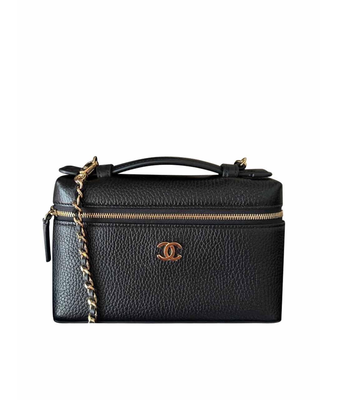 CHANEL Черная кожаная сумка с короткими ручками, фото 1
