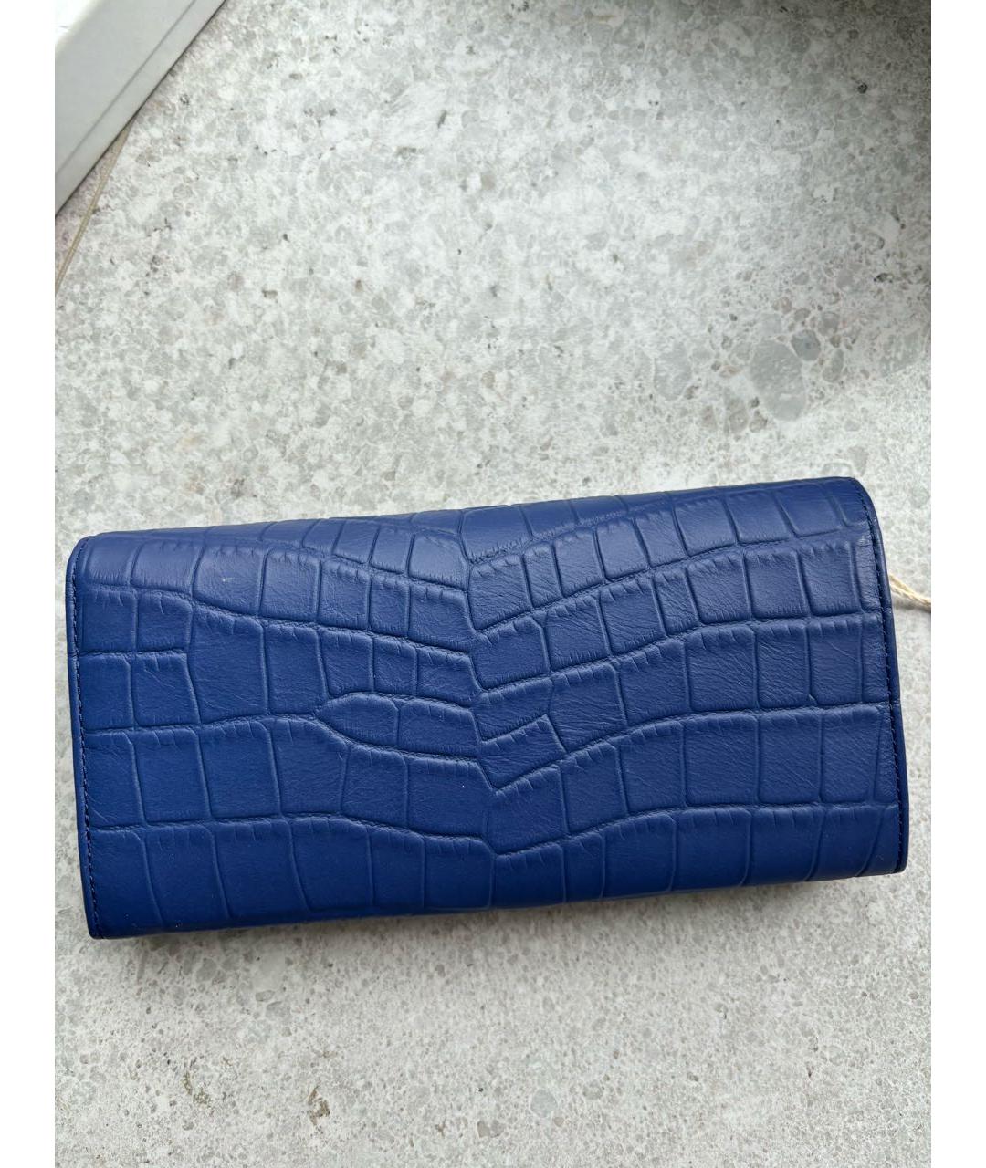 EMPORIO ARMANI Темно-синий кожаный кошелек, фото 3