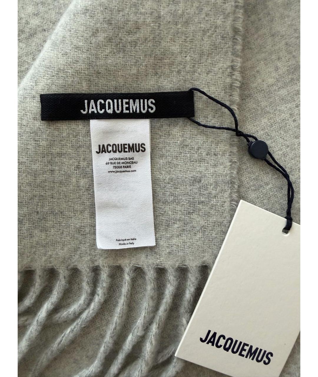 JACQUEMUS Серый шерстяной шарф, фото 2
