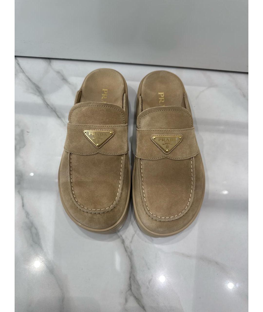 PRADA Бежевые замшевые мюли, фото 2