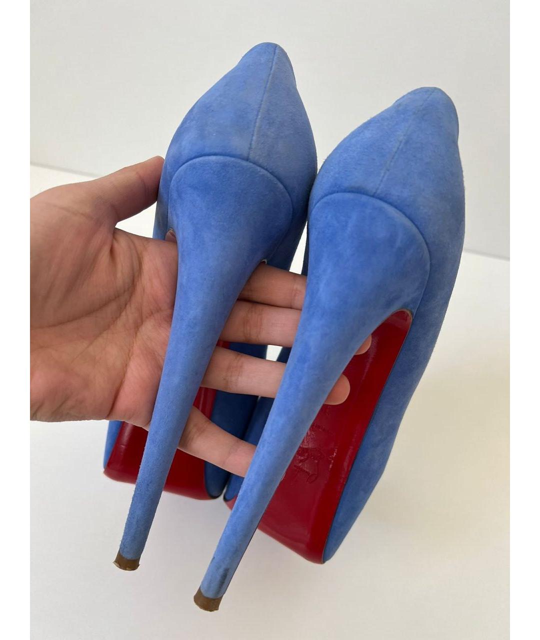 CHRISTIAN LOUBOUTIN Синие замшевые туфли, фото 4