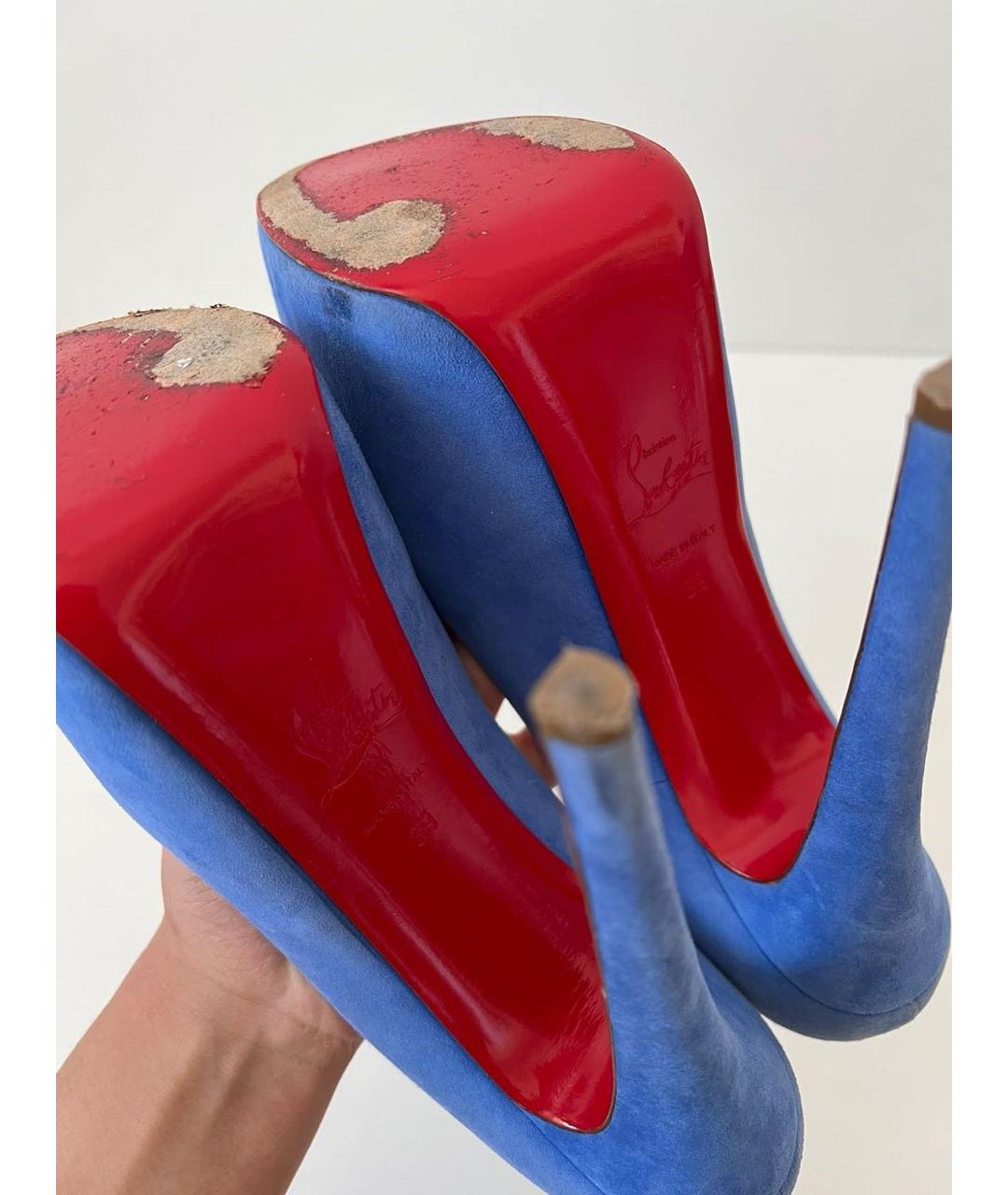 CHRISTIAN LOUBOUTIN Синие замшевые туфли, фото 6