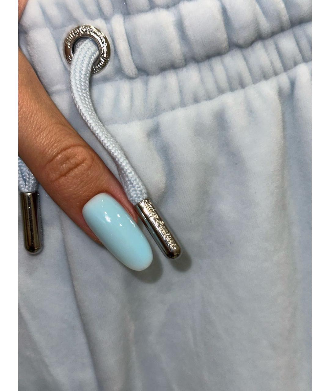 JUICY COUTURE Голубые велюровые брюки узкие, фото 5