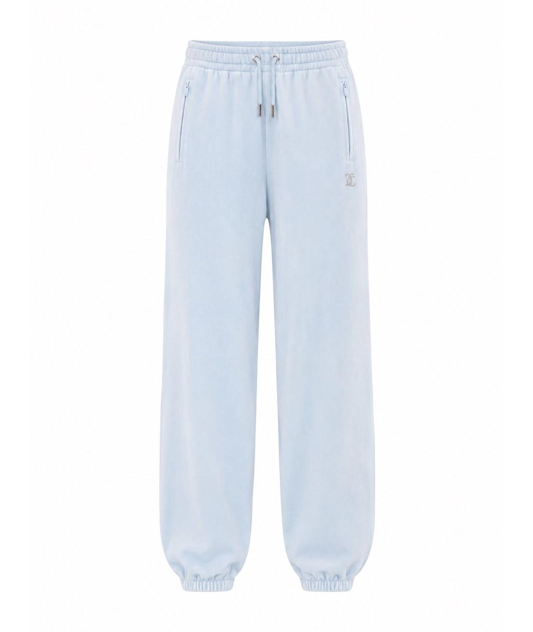JUICY COUTURE Голубые велюровые брюки узкие, фото 1