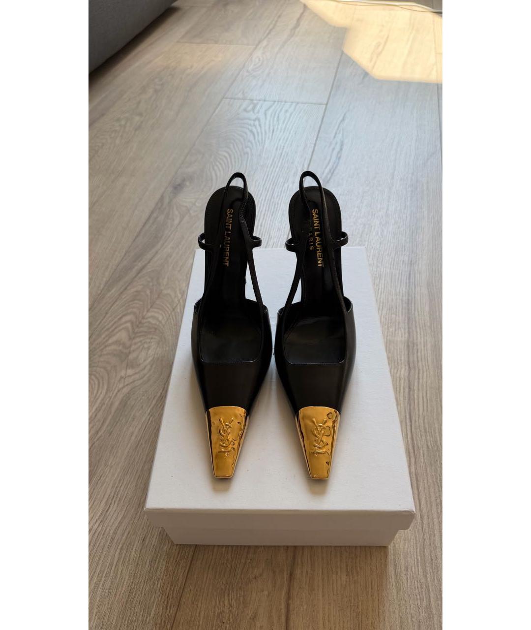 SAINT LAURENT Черные кожаные туфли, фото 2