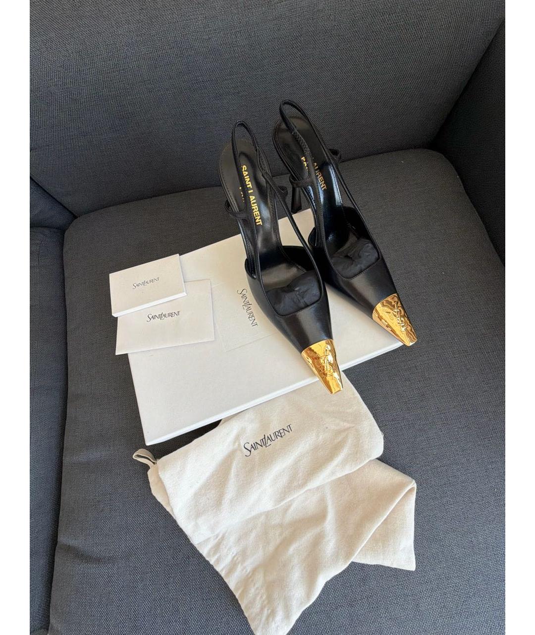 SAINT LAURENT Черные кожаные туфли, фото 6