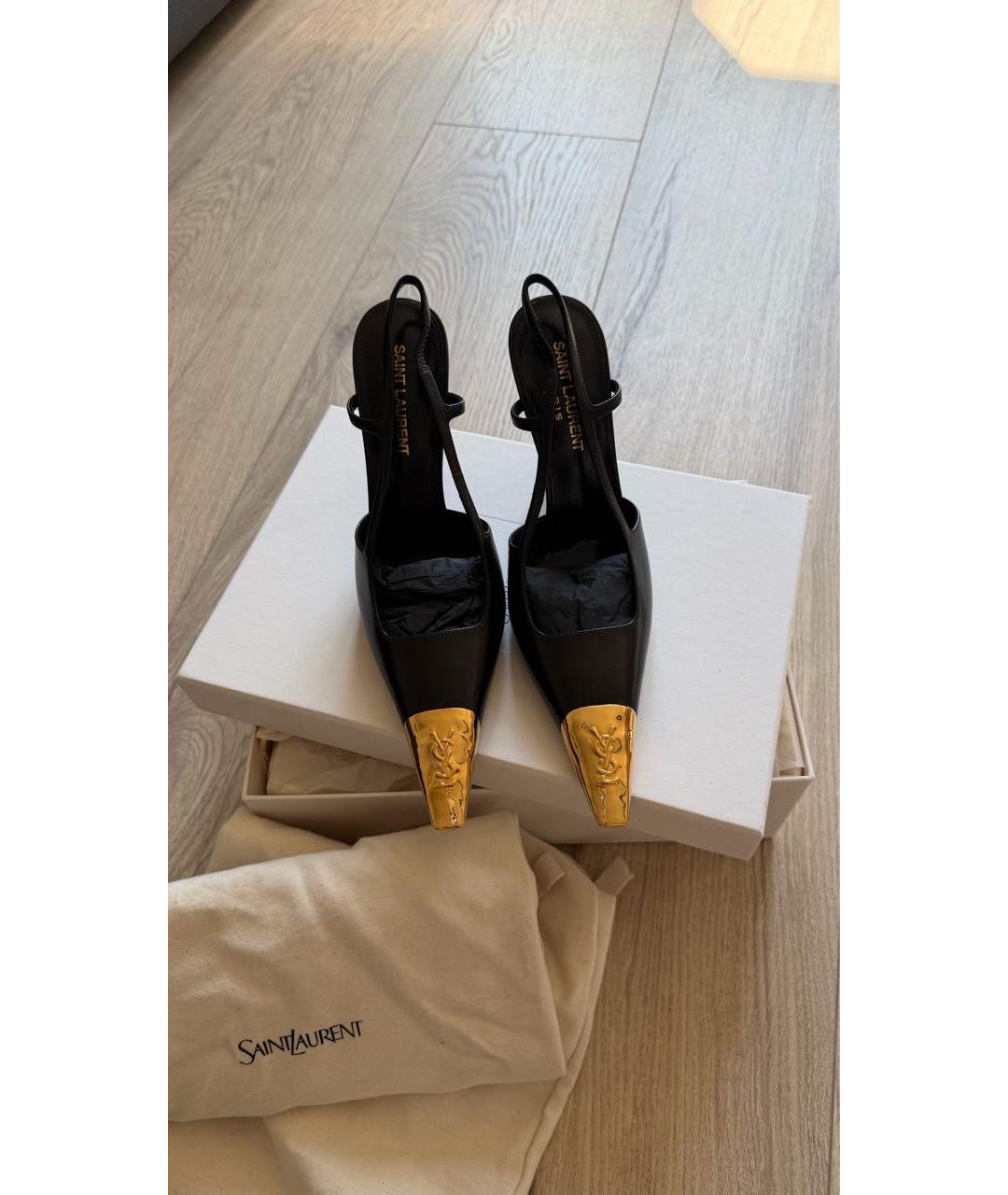 SAINT LAURENT Черные кожаные туфли, фото 5