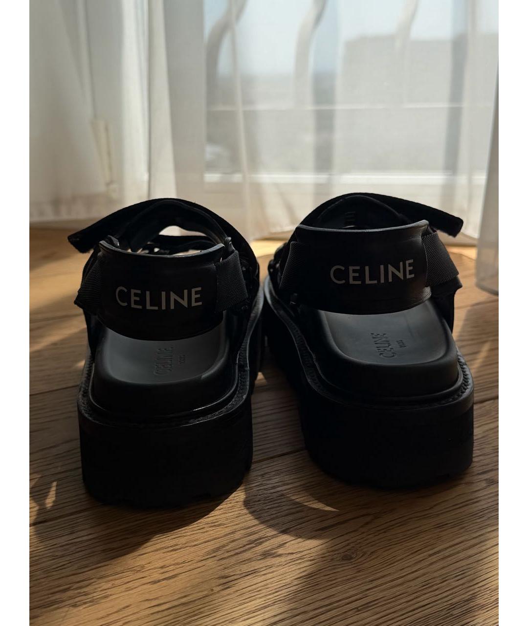 CELINE Черные кожаные сандалии, фото 4