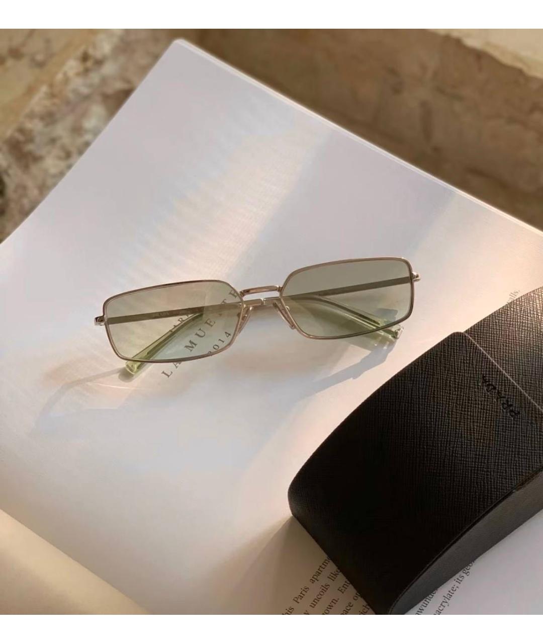 PRADA Бежевые металлические солнцезащитные очки, фото 4