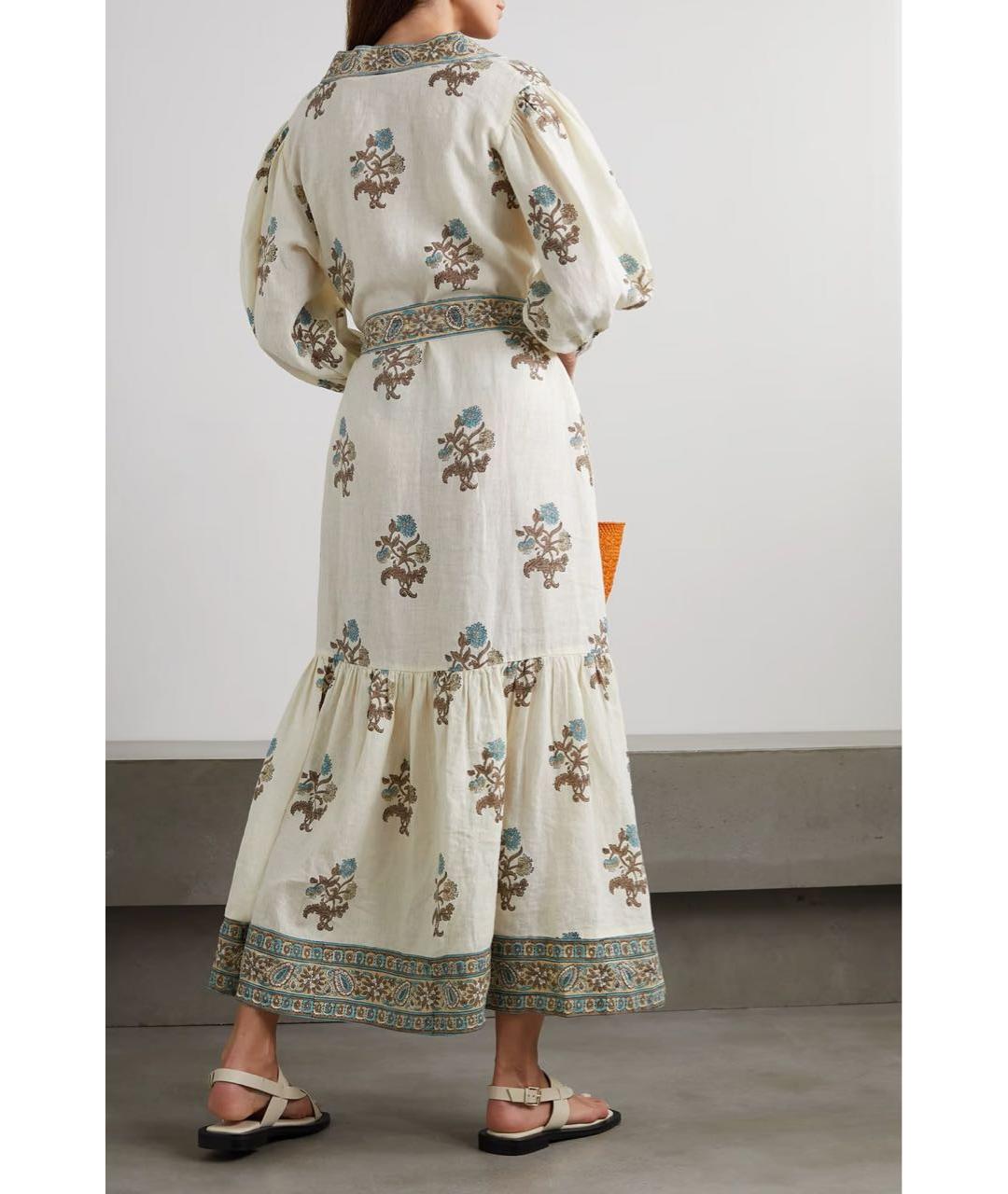 ZIMMERMANN Бежевое льняное повседневное платье, фото 2