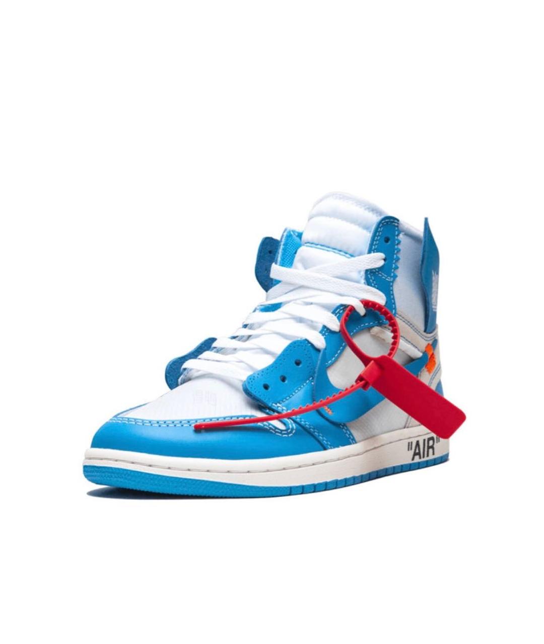 NIKE X OFF-WHITE Голубые кожаные высокие кроссовки / кеды, фото 3