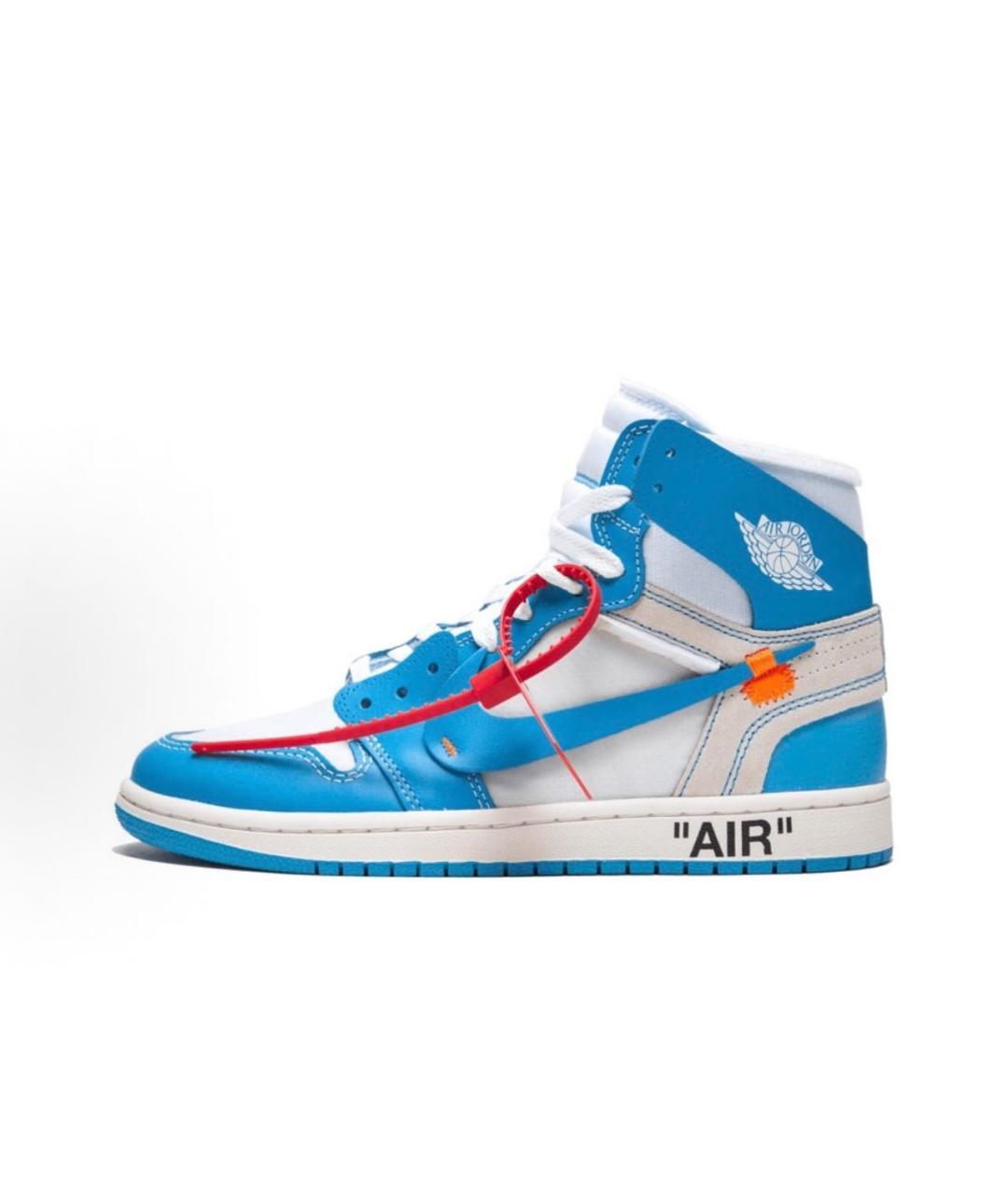 NIKE X OFF-WHITE Голубые кожаные высокие кроссовки / кеды, фото 2