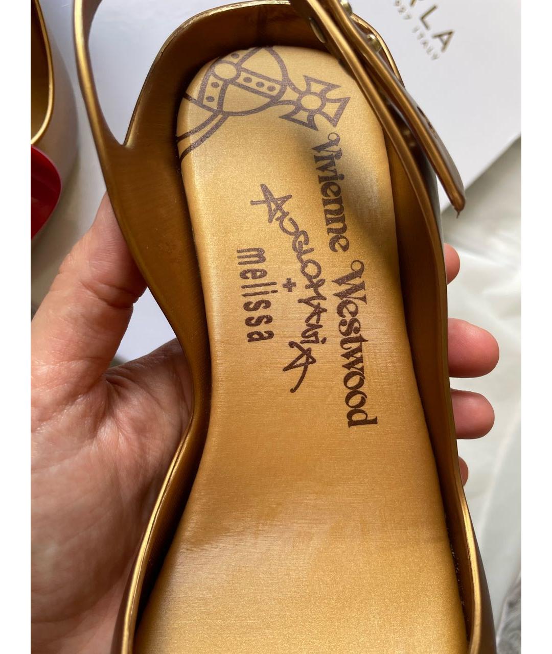 VIVIENNE WESTWOOD Золотые резиновые туфли, фото 6