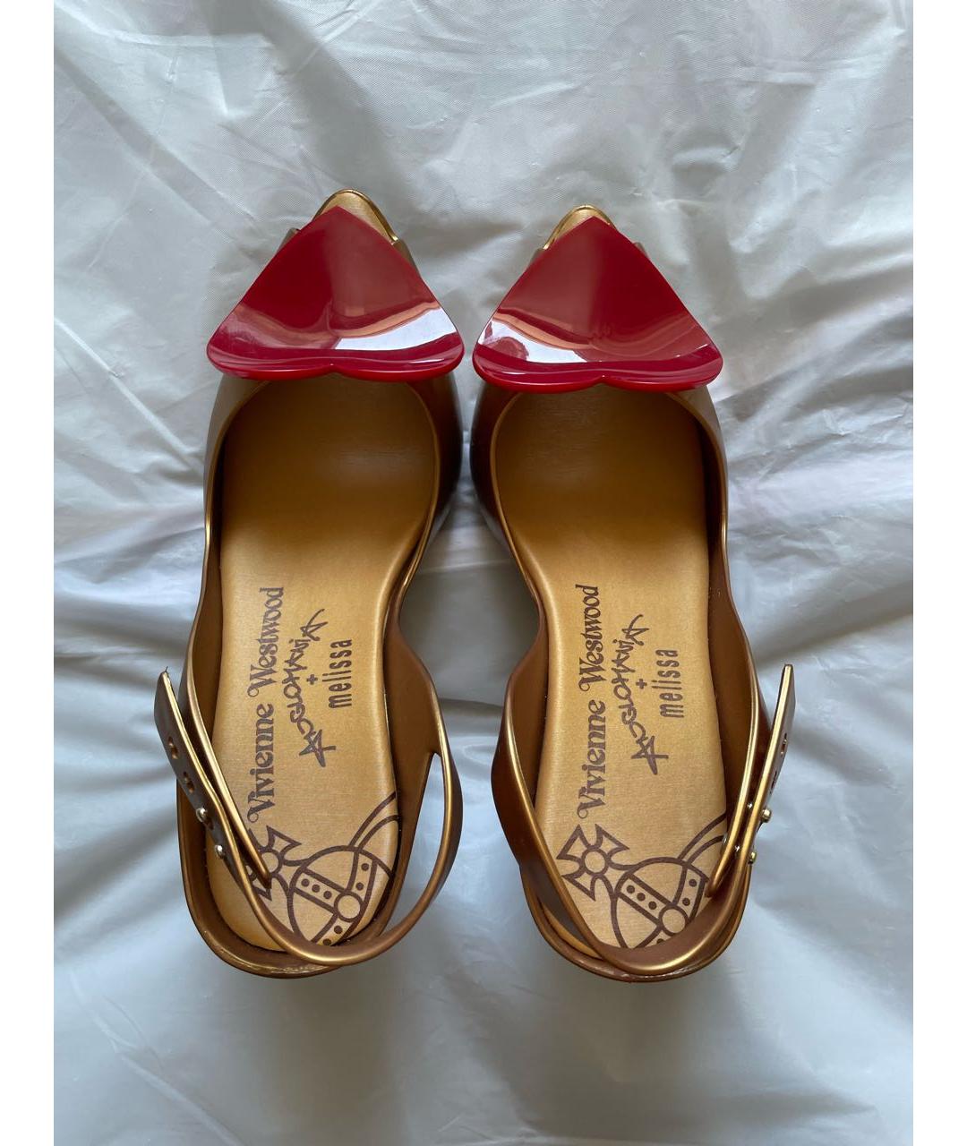 VIVIENNE WESTWOOD Золотые резиновые туфли, фото 3
