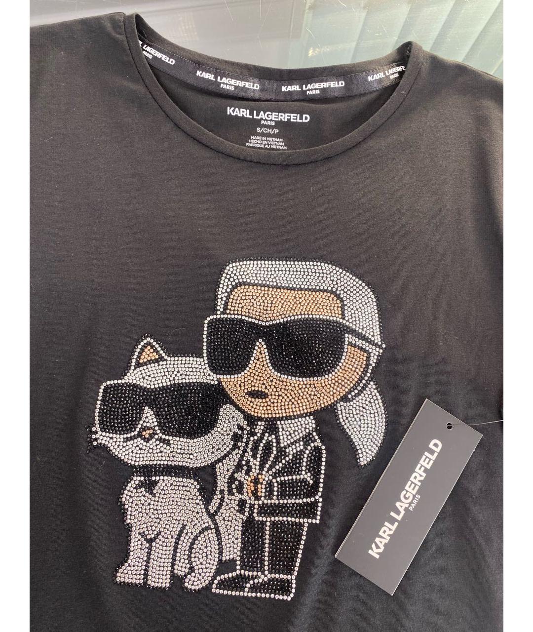 KARL LAGERFELD Черная хлопко-эластановая футболка, фото 3