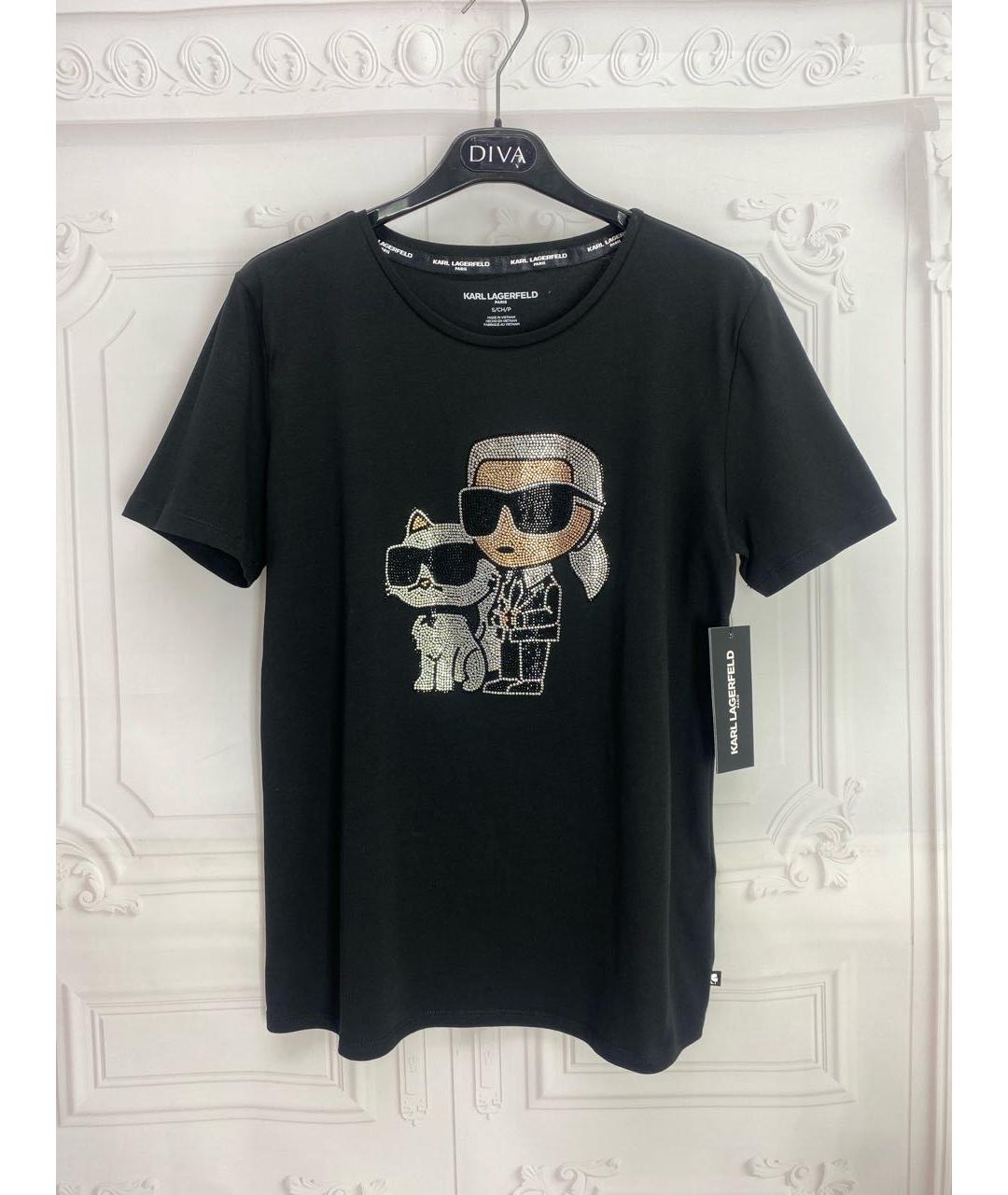 KARL LAGERFELD Черная хлопко-эластановая футболка, фото 8