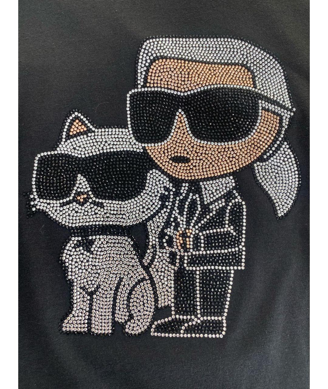 KARL LAGERFELD Черная хлопко-эластановая футболка, фото 4