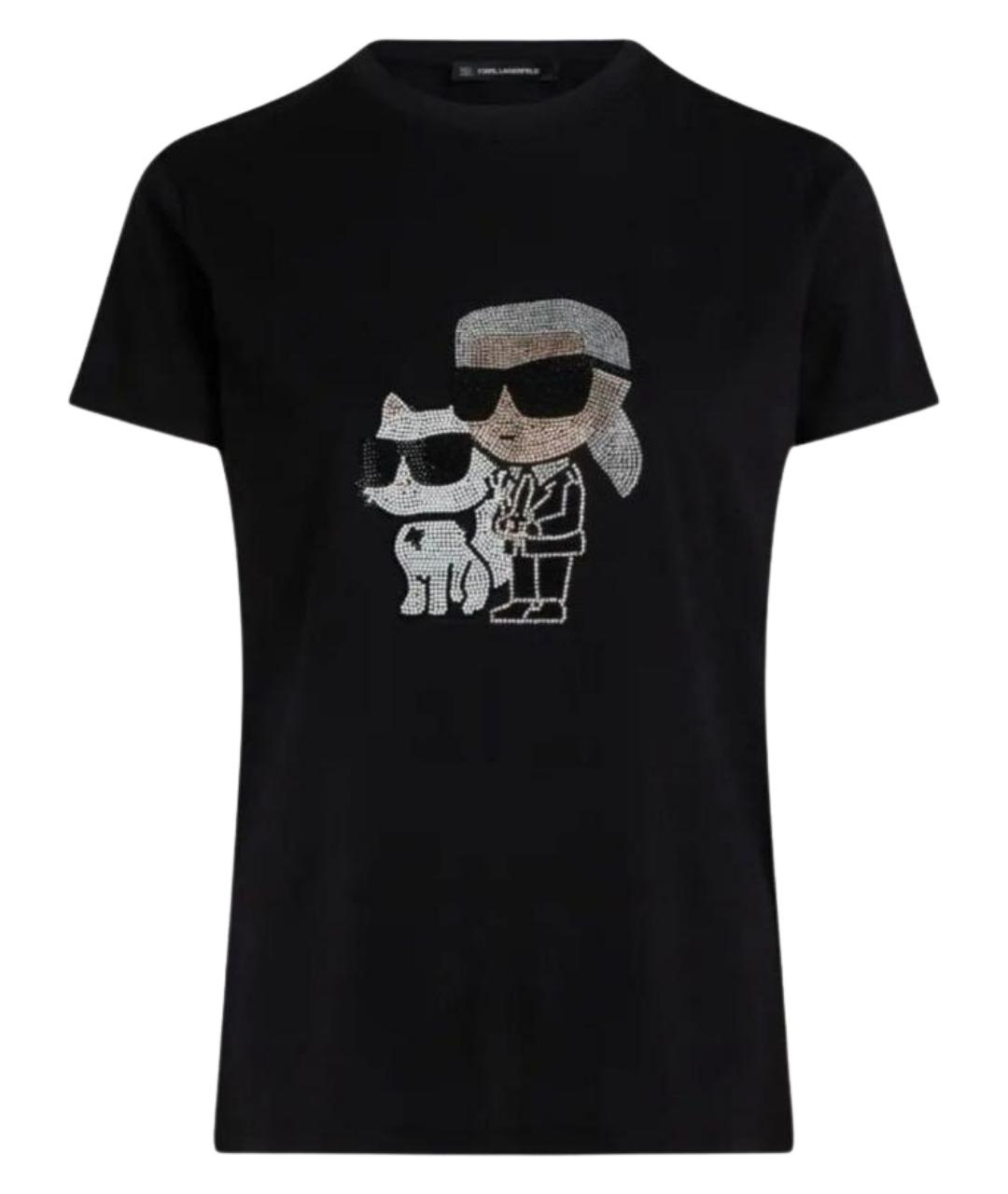 KARL LAGERFELD Черная хлопко-эластановая футболка, фото 1
