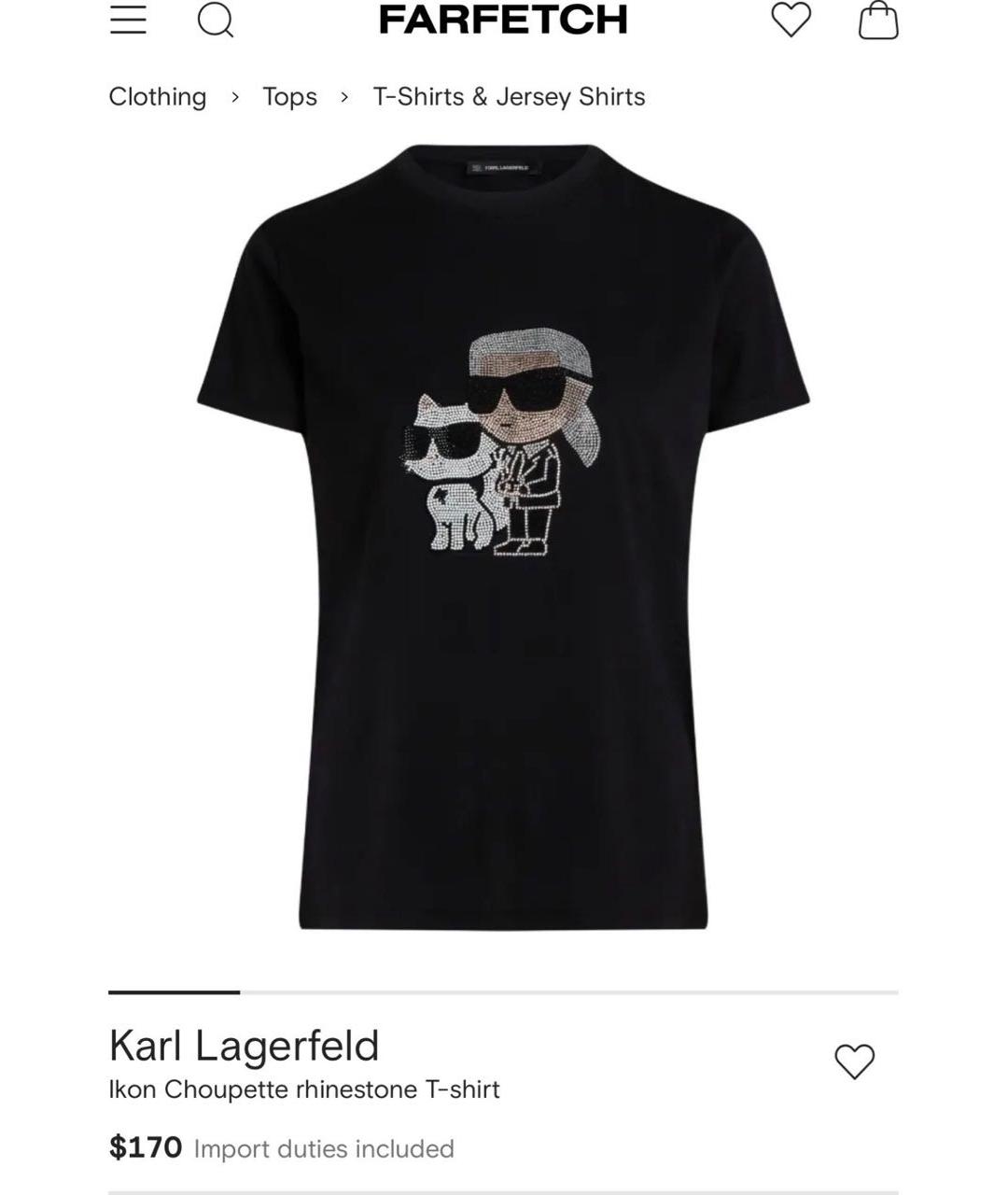 KARL LAGERFELD Черная хлопко-эластановая футболка, фото 9