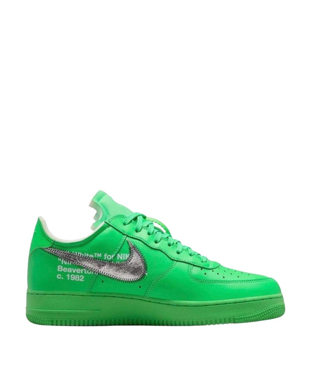 NIKE X OFF-WHITE Зеленые кожаные низкие кроссовки / кеды, фото 1
