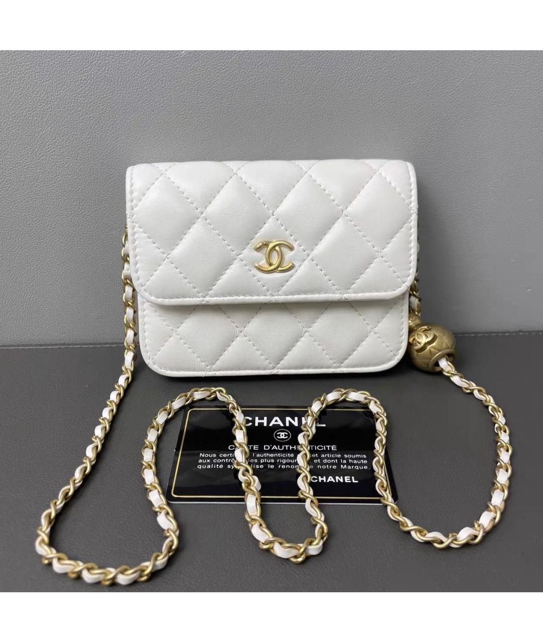 CHANEL Белая кожаная сумка через плечо, фото 8