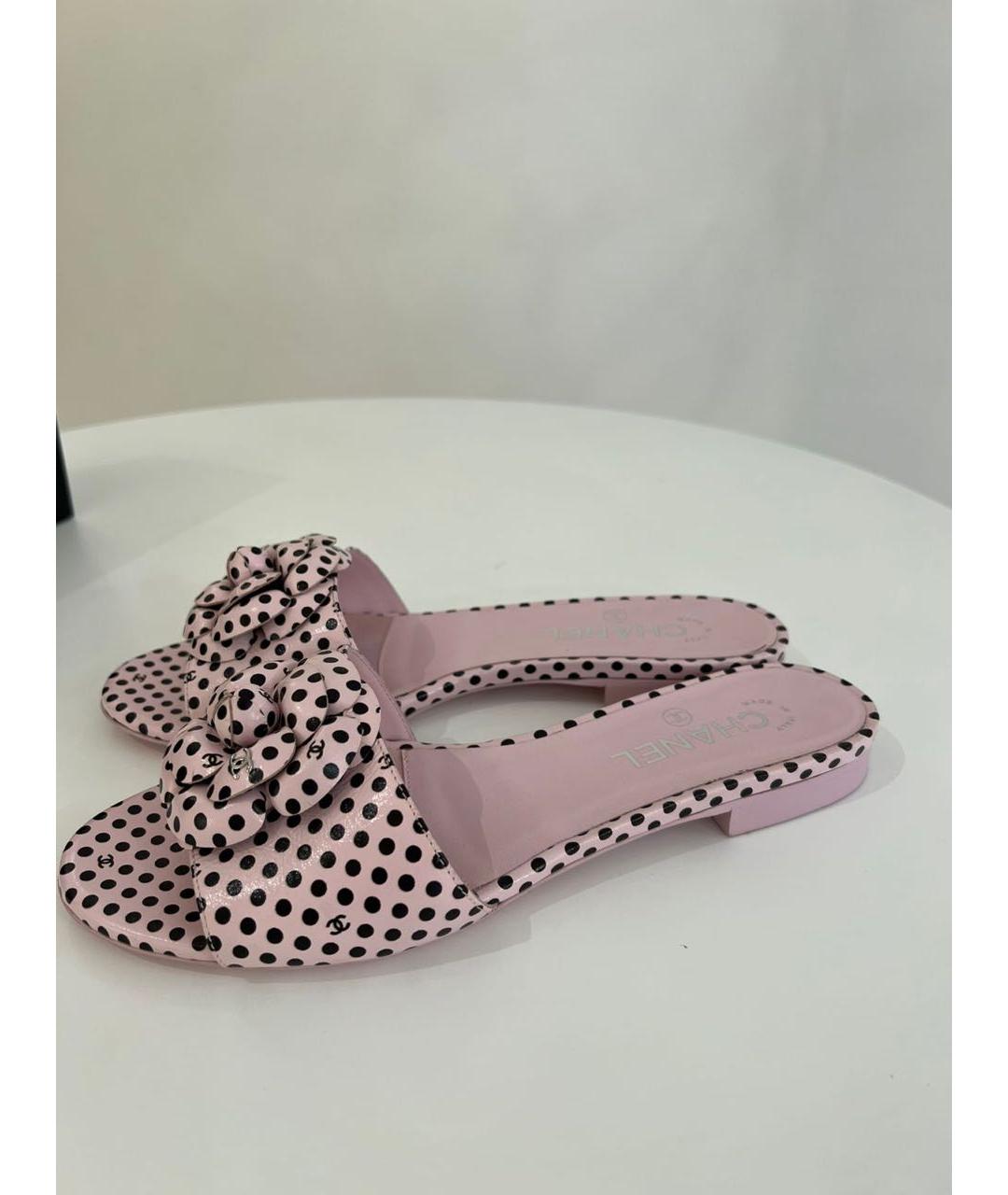 CHANEL Розовые кожаные шлепанцы, фото 3