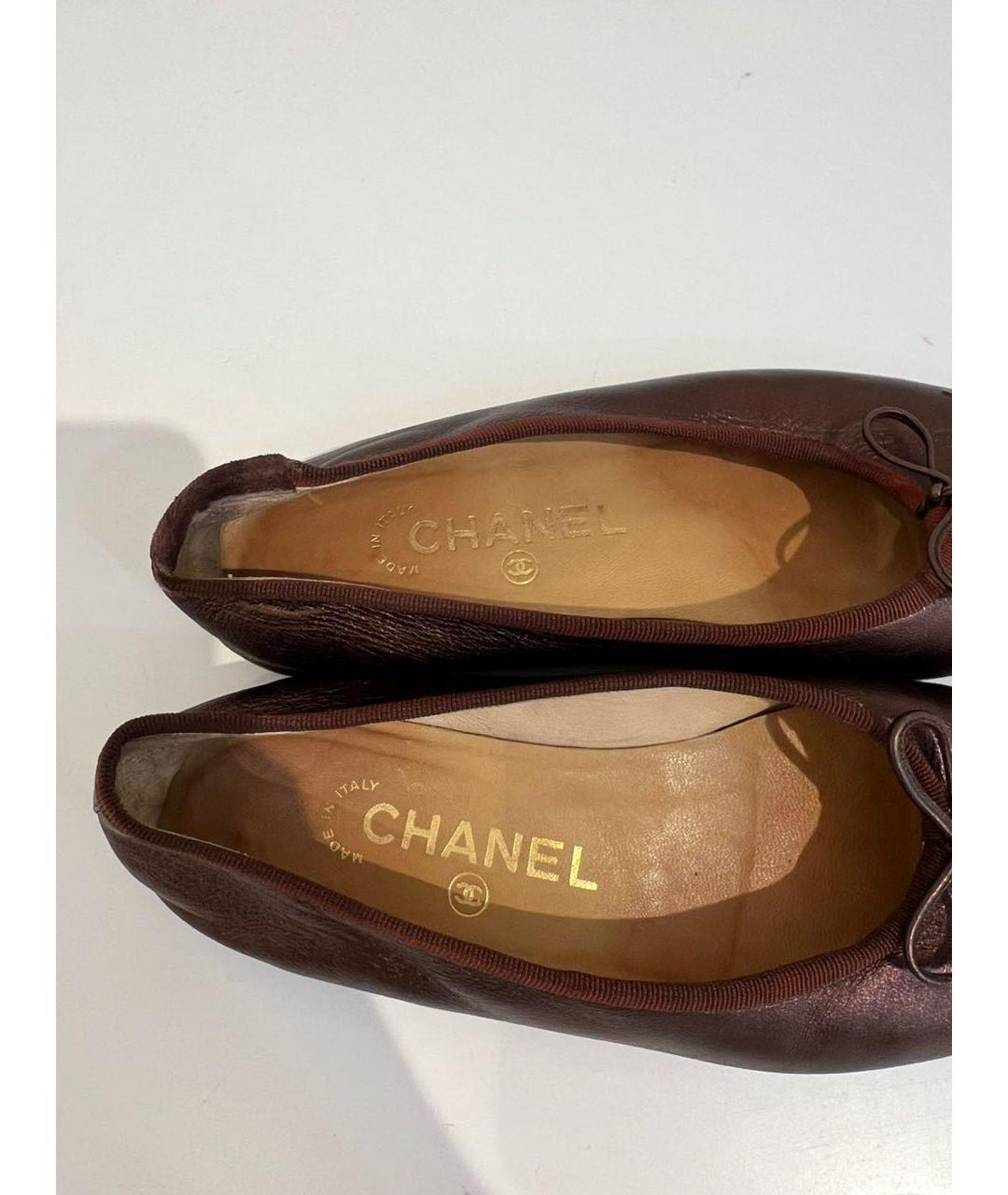 CHANEL Бордовые кожаные балетки, фото 5