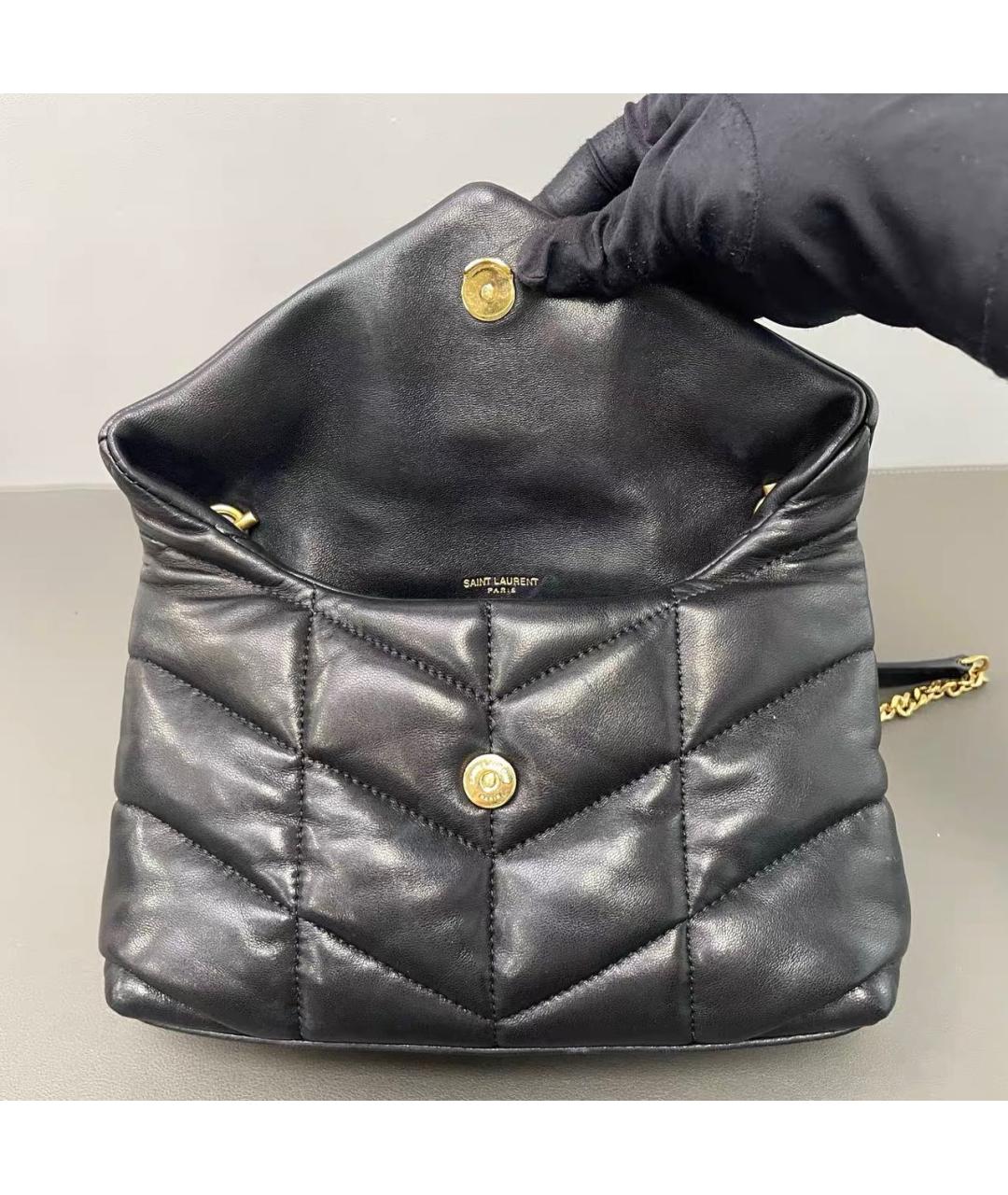 SAINT LAURENT Черная кожаная сумка тоут, фото 7