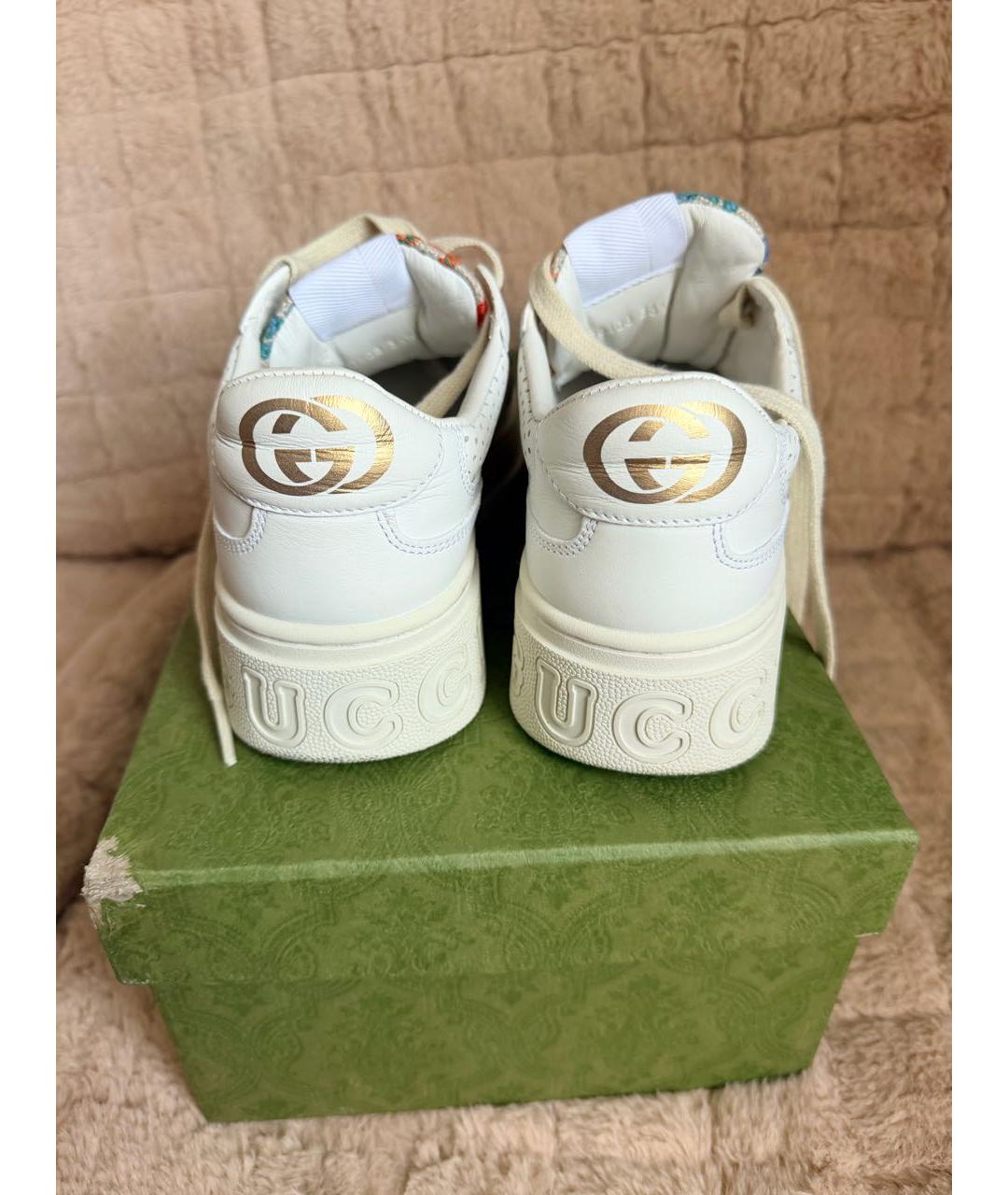 GUCCI Бежевые кожаные кроссовки, фото 4