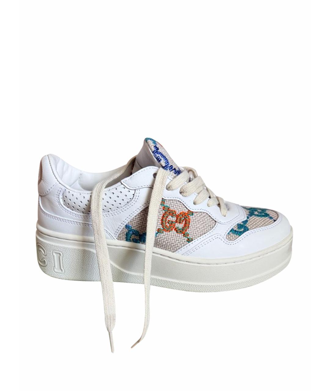 GUCCI Бежевые кожаные кроссовки, фото 1