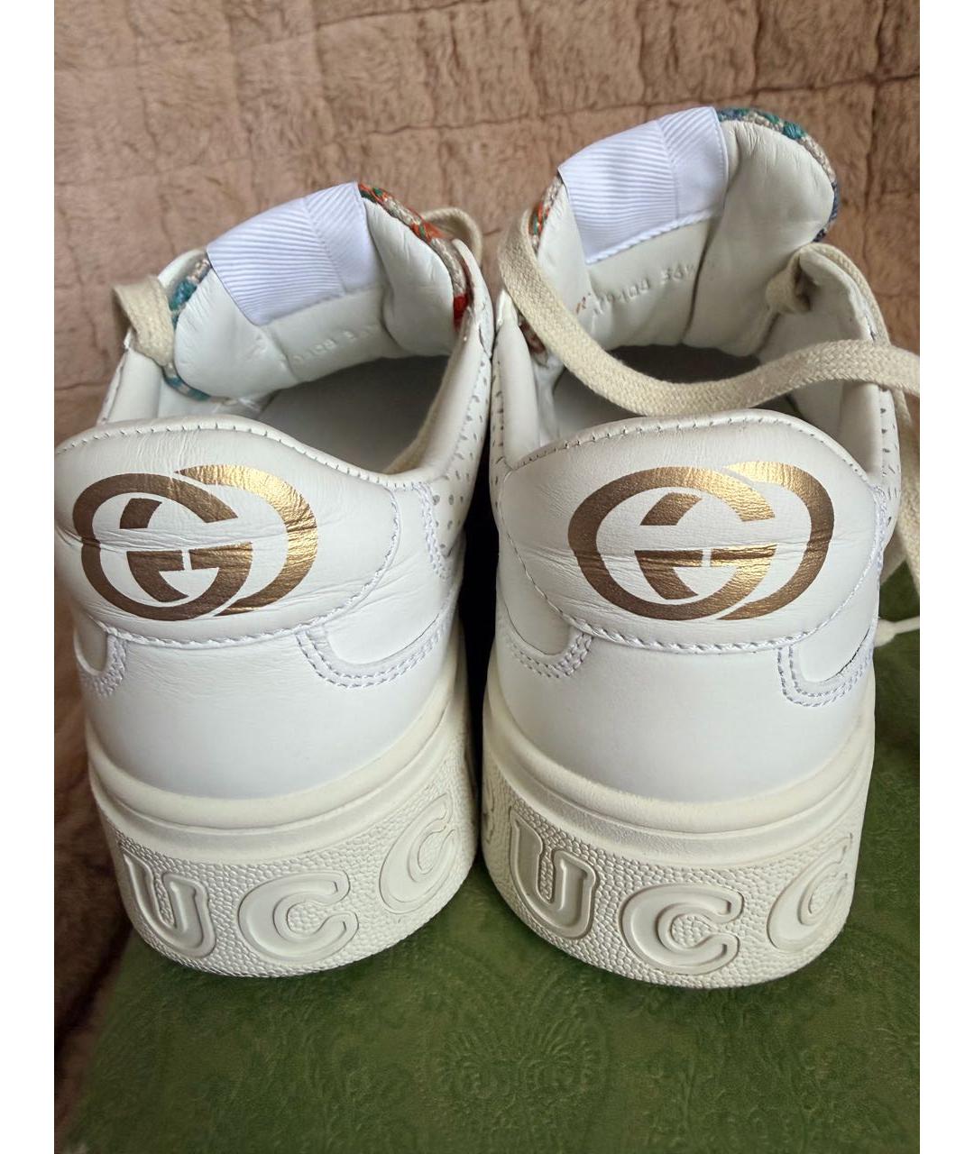 GUCCI Бежевые кожаные кроссовки, фото 5
