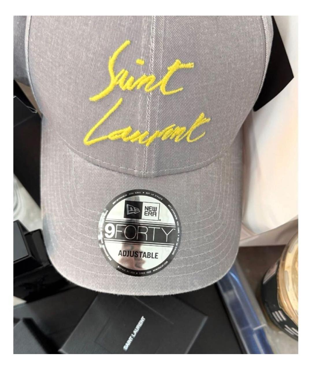 SAINT LAURENT Серая хлопковая кепка, фото 8